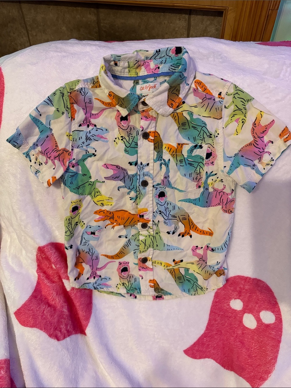 Target Cat & Jack Rainbow T Rex Button Down Shirt